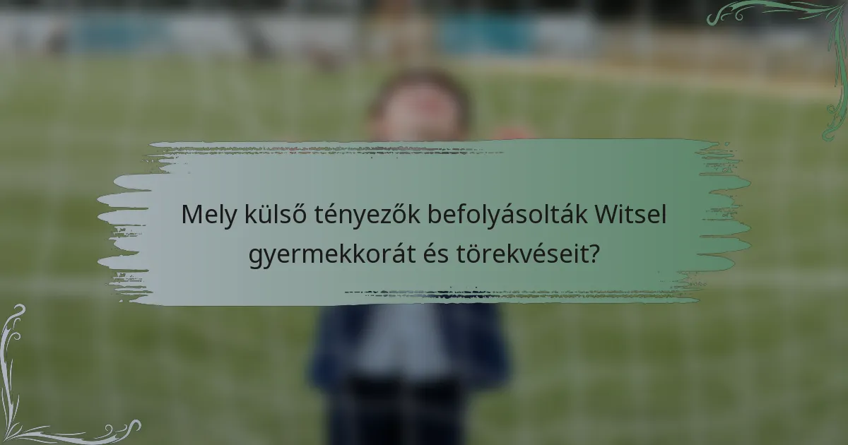 Mely külső tényezők befolyásolták Witsel gyermekkorát és törekvéseit?