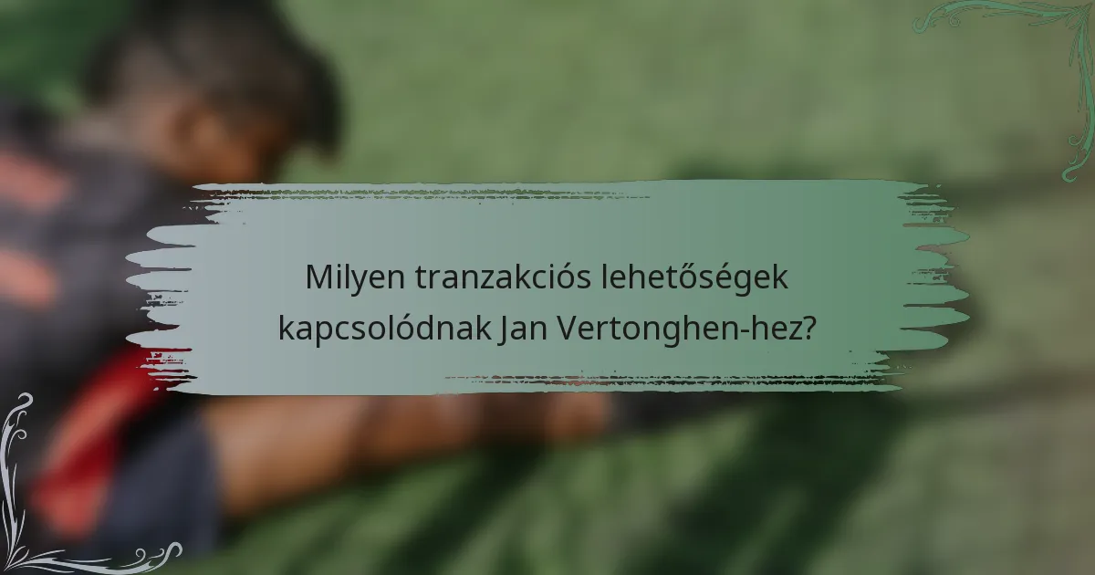 Milyen tranzakciós lehetőségek kapcsolódnak Jan Vertonghen-hez?