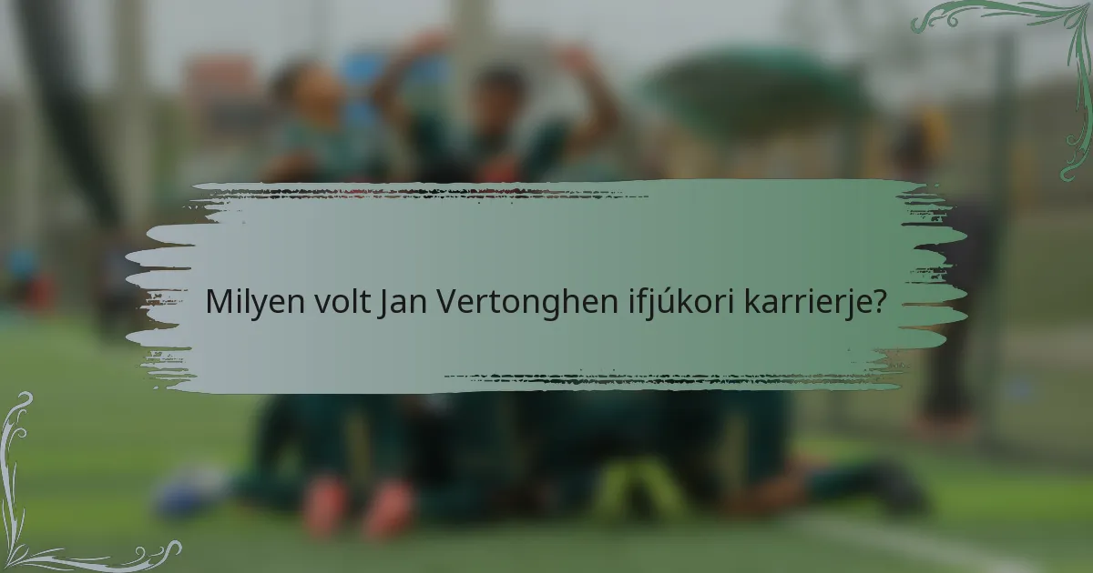 Milyen volt Jan Vertonghen ifjúkori karrierje?